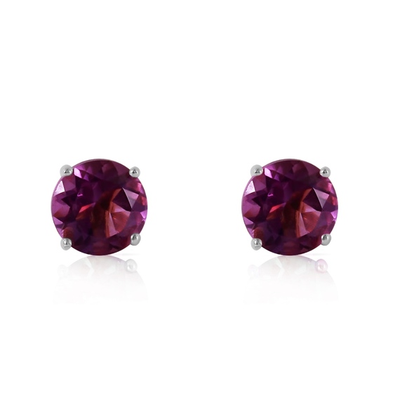 GOLD STUD EARRINGS WITH NATURAL AMETHYSTS